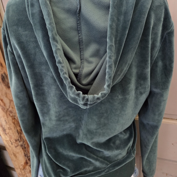 PINK Victoria's Secret Forest Green Velour Hoodie - Picture 3 of 5